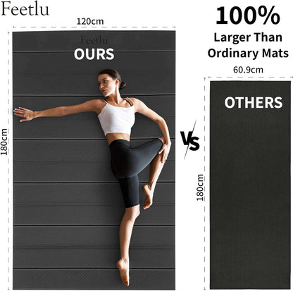 Foldable Large Yoga Mat: Extra 1/4 Inch Thick Workout Mat for Home Gym and Travel - Anti-Slip Folding Exercise Mat for Yoga, Pilates, and More