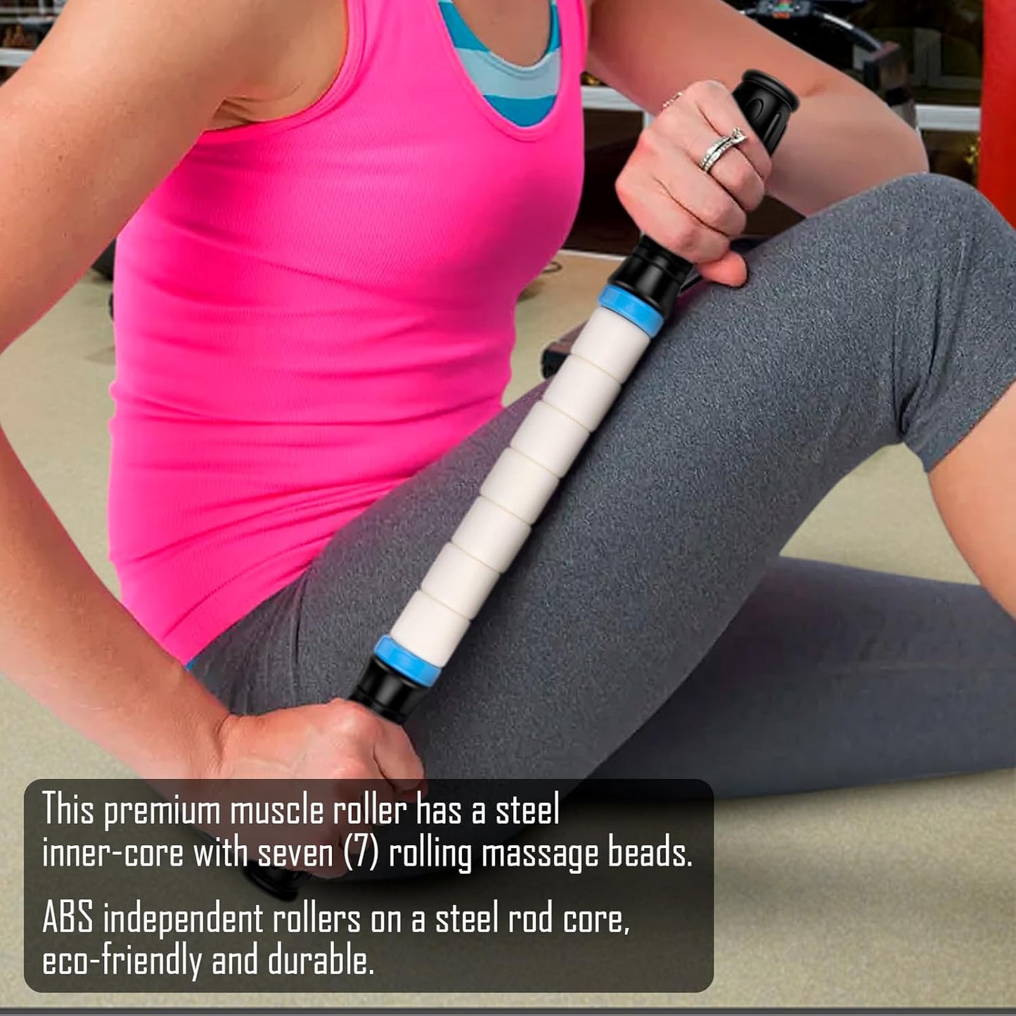 iGreely Portable Massage Roller Stick the Ultimate Muscle Roller 17 Inches Recommended By Physical Therapists Promotes Recovery Fast Relief for Cramps Soreness Tight Muscles-White