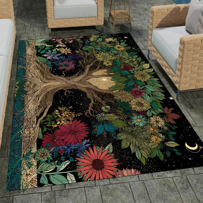 Tree of Life Area Rug – Bohemian Mandala Carpet for Living Room, Bedroom, Meditation Space, Yoga, Spiritual Home Décor – Large Soft Floor Mat for Indoor Decoration (TOL08)