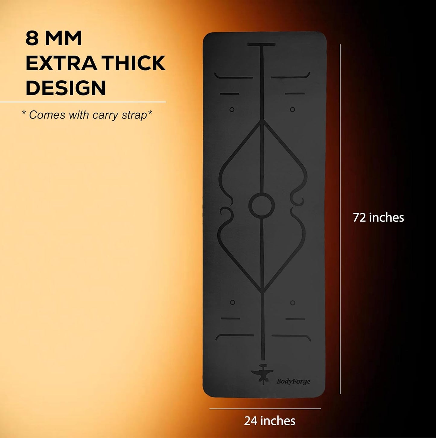 BodyForge Yoga Mat Thick Exercise Mat Thick 8mm TPE Eco-Friendly with Alignment Marks Non-Slip Extra Thick High-Density for Women and Men Workout Pilates
