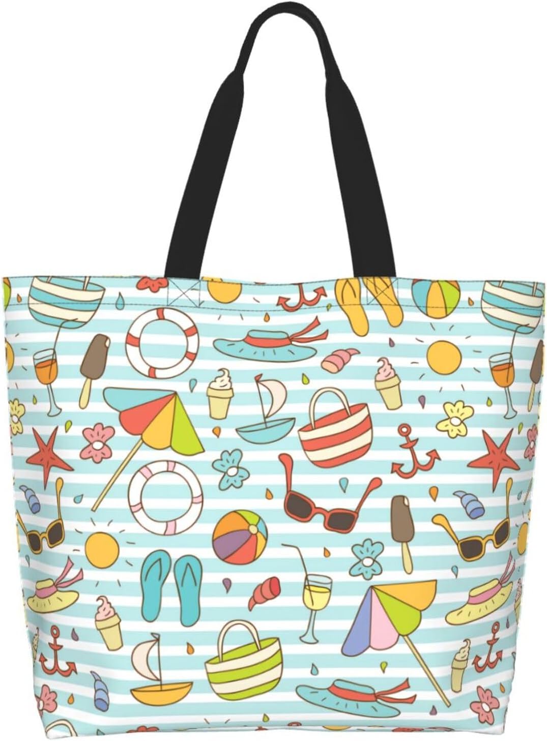 Tote Shoulder Bag Large Durable Reusable Eco-friendly Handbag Lightweight Stylish for Daily Use-19.7x15.7x5.9 Inch - Colors A