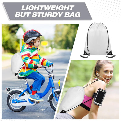 Shappy Drawstring Backpack Bulk Sports Gym Cinch Bag Polyester String Bag for Men Women(10 Colors,100 Pcs)