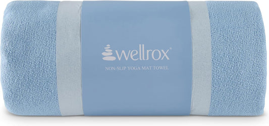 Wellrox Microfiber Yoga Mat Towel with Grip – Ultra Absorbent, Super Soft, and Quick Dry Hot Yoga Towel Non Slip for Pilates, Bikram, and Fitness Workouts (74” x 26”, Pink)