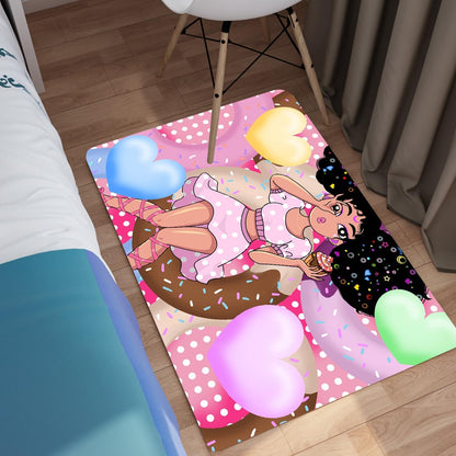 Black Girl Area Rug for Bedroom African Black Girls Floor Rugs for Living Room Playroom Cartoon Art Home Decor Soft Yoga Mats for Women Afro Purple 47" x 31" (2.7 x 3 Feet)