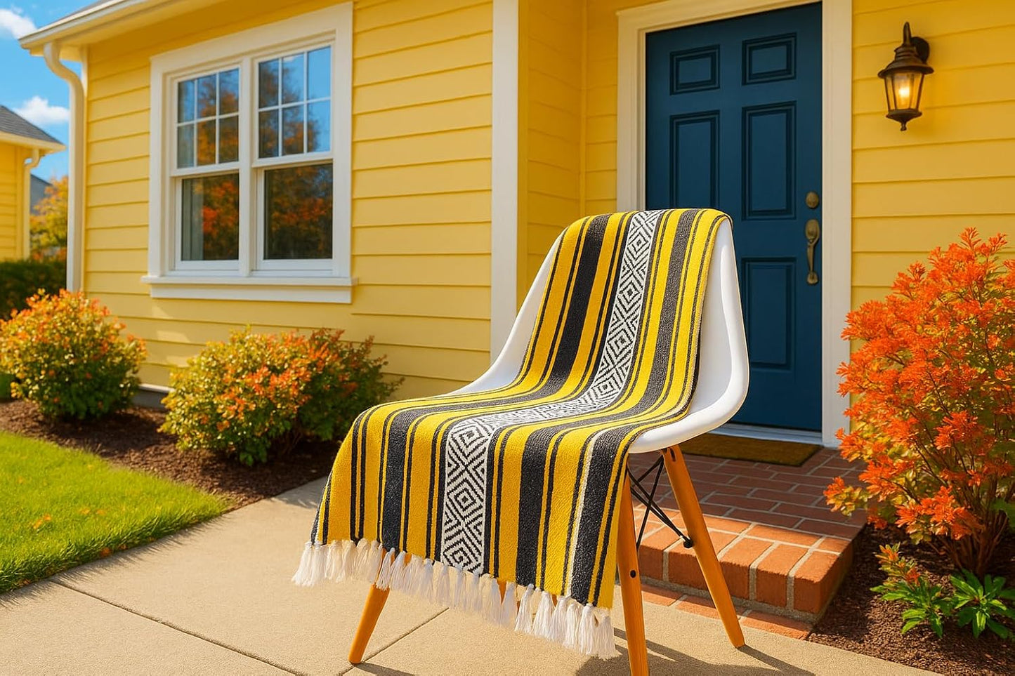 Airooglee 69" L x 51" W Large Mexican Blanket - Perfect as Yoga Outdoor Beach Serape Picnic Camping Woven Blanket, Boho Home Décor - Red