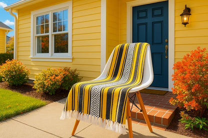 Airooglee 69" L x 51" W Large Mexican Blanket - Perfect as Yoga Outdoor Beach Serape Picnic Camping Woven Blanket, Boho Home Décor - Red