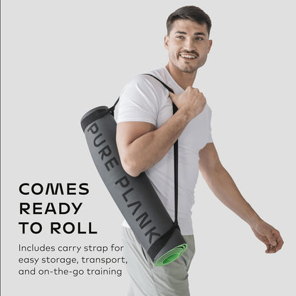 Reversible Yoga Mat - 5mm Thick Dual Sided Non-Slip Exercise Mat Made with 100% Recyclable Natural Rubber Eco-Friendly Fitness Pad for Core Training, HIIT, Pilates & Home Gym 26x71"
