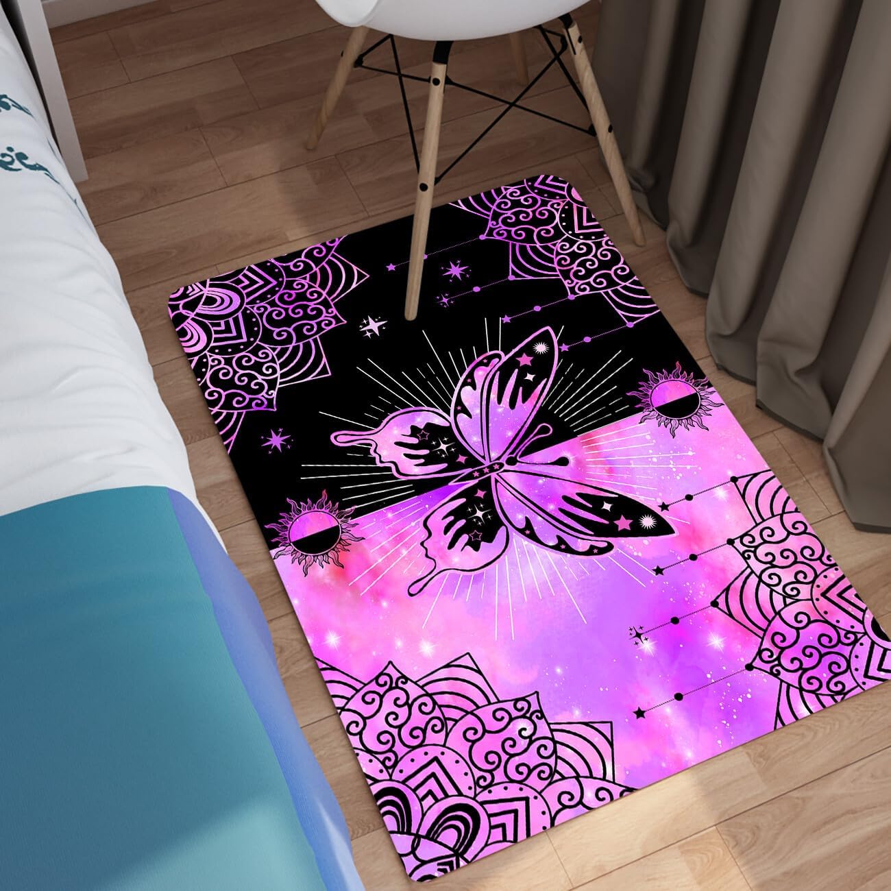 Black Girl Area Rug for Bedroom African Black Girls Floor Rugs for Living Room Playroom Cartoon Art Home Decor Soft Yoga Mats for Women Afro Purple 47" x 31" (2.7 x 3 Feet)