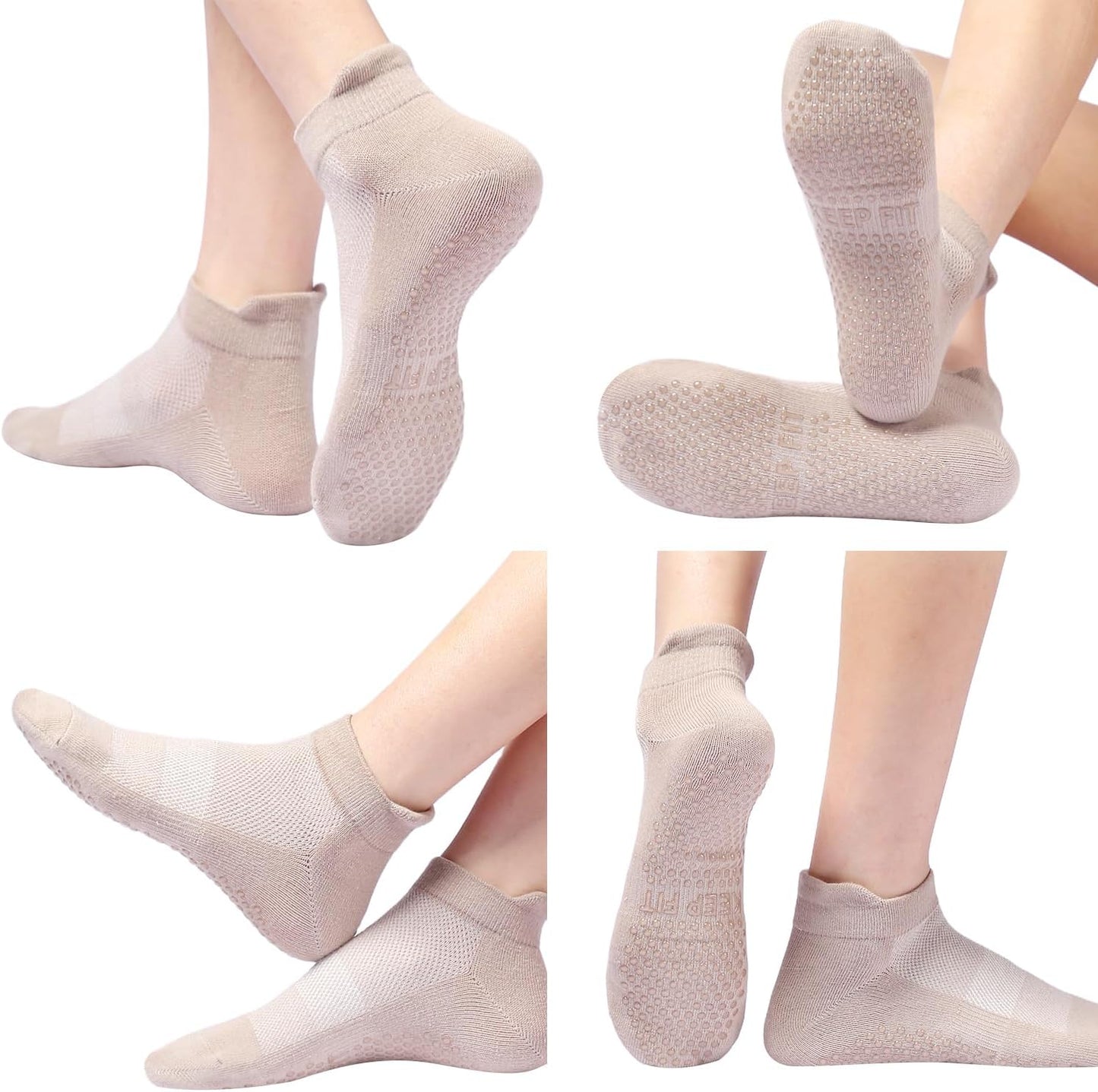 Acetin 4 Pairs Grip Socks Pilates Socks for Women