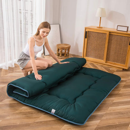 MAXYOYO Bohemian Retro Mattress Boho Floral Japanese Futon Mattress Tatami Floor Mat Foldable Portable Camping, Sleeping Pad, Lounger Couch Bed Full Size