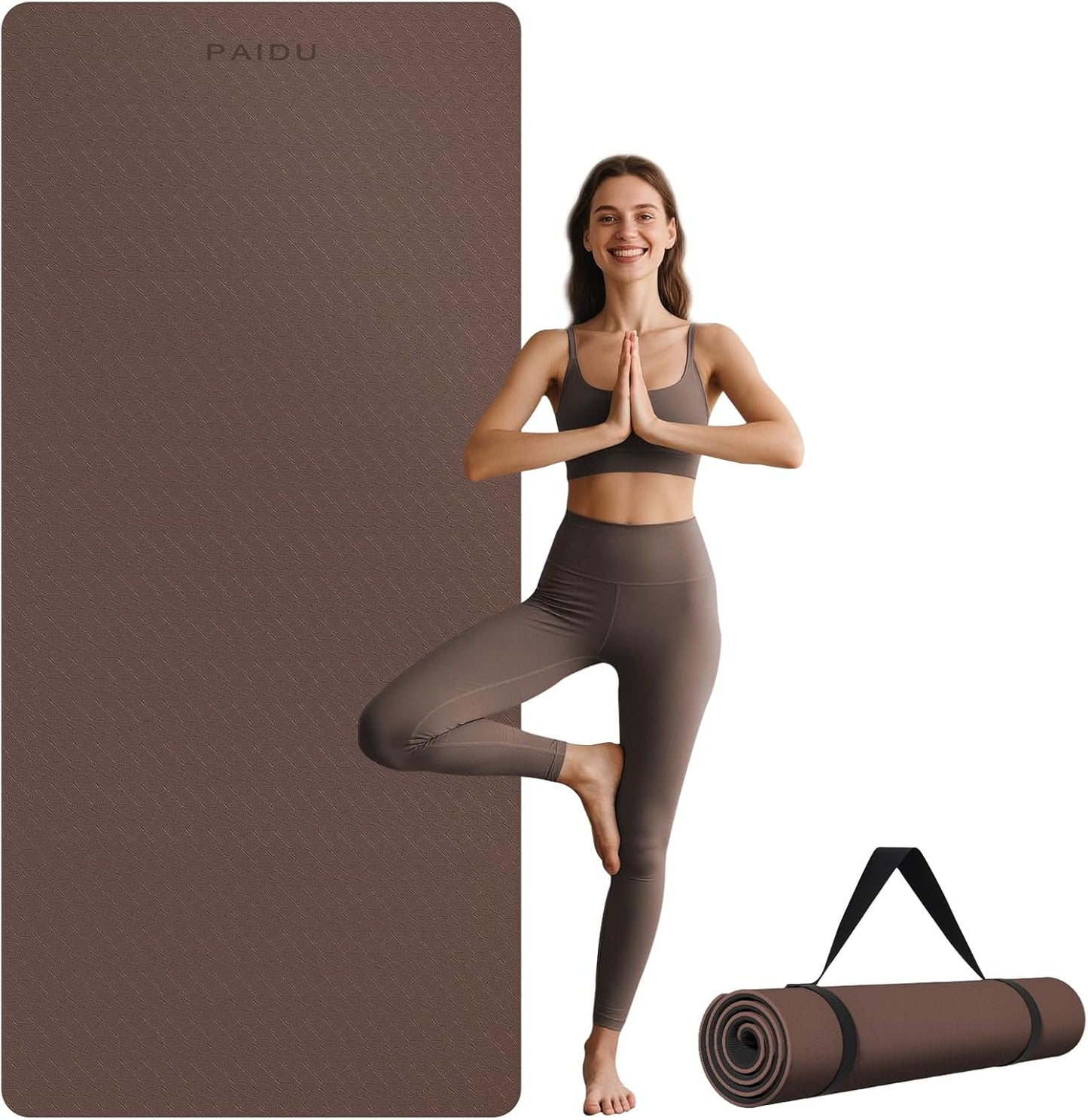 PAIDU Extra Long Wide Yoga Mat 76"x33"x2/5 Inch - Non Slip Thick Exercise Mat for Home Gym, Yoga, Pilates & Workouts