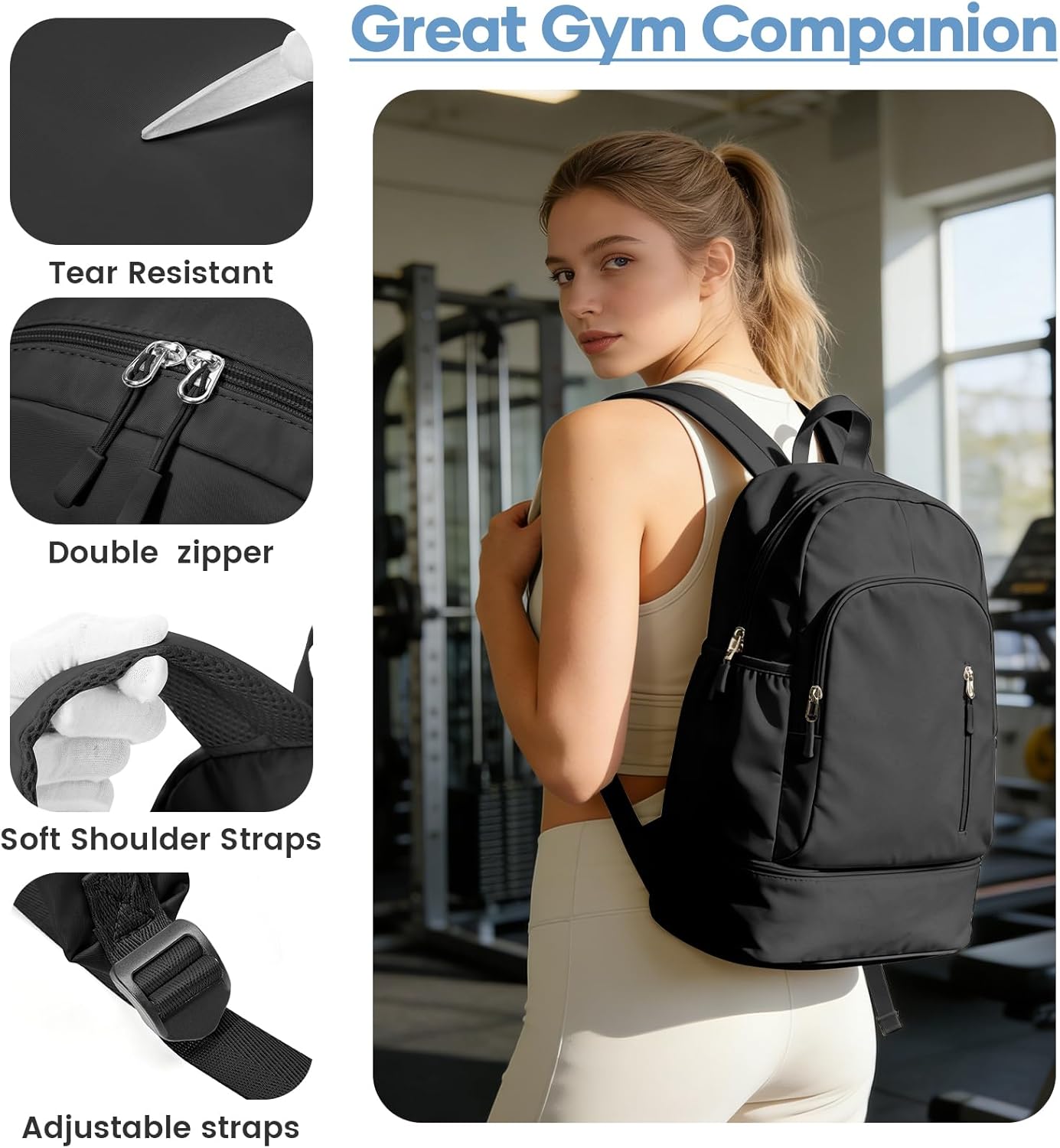 Gym Backpack for Women Men, Dance Backpacks With Shoe Compartment, Sports Back pack For Yoga Fitness Beach Hiking Sports(Green)