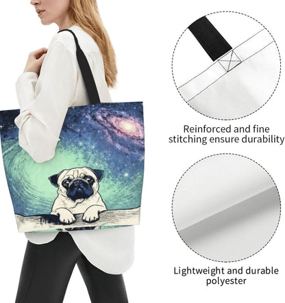 Tote Shoulder Bag Large Durable Reusable Eco-friendly Handbag Lightweight Stylish for Daily Use-19.7x15.7x5.9 Inch - Colors A