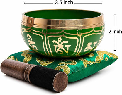 Tibetan Singing Bowl Set - Authentic Handcrafted Mindfulness Meditation Holistic Sound 7 Chakra Healing by Himalayan Bazaar (Turquoise)