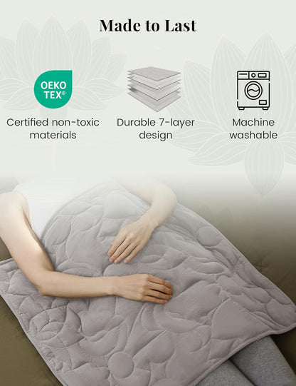 ZonLi Weighted Lap Blanket 5lbs for Meditation, Yoga, Napping, Sleeping and Travel, Cotton Weighted Blanket for Adults,Skin Friendly & Machine Washable, 29x24 inches, Light Gray