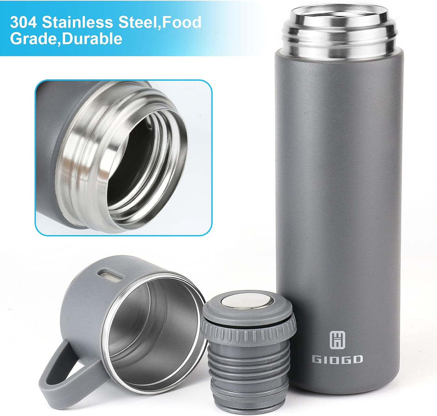 Stainless Steel Thermo 500ml/16.9oz Vacuum Insulated Bottle with Cup for Coffee Hot drink and Cold drink water flask.(Pink,Set)