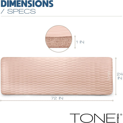 Tone Fitness 1-Inch Thick Yoga Mat | High-Density, Non-slip Exercise Mat with Carrying Strap for Yoga, Pilates, & Home Gym Workouts | Multiple Options