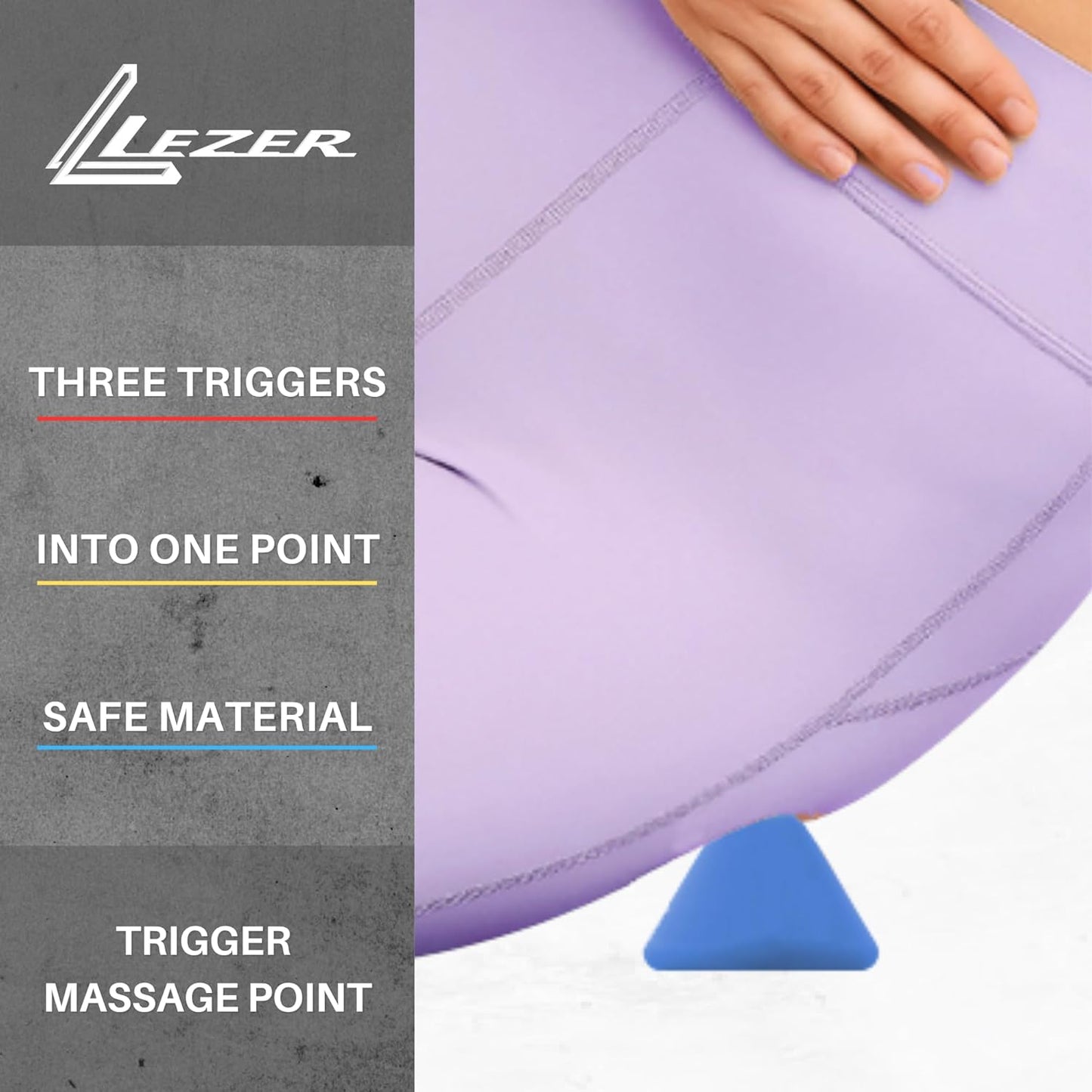 LEZER Trigger Massage Point, Manual Massage Ball, Muscle Knots Relief Tool, Myofascial Release, Physical Therapy, Deep Tissue Back Massage, Plantar Fasciitis, 2.9 in x 2.1 in (Blue)