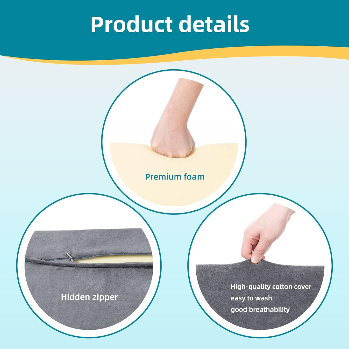 Fanwer Bed Wedges & Body Positioners (3 in 1), 40 Degree Wedges for Bed Positioning,Positioning Pillows for Elderly, Wedge Pillow for Bed Sores, Side Sleeping, After Surgery, Knees Elevated,Back Pain