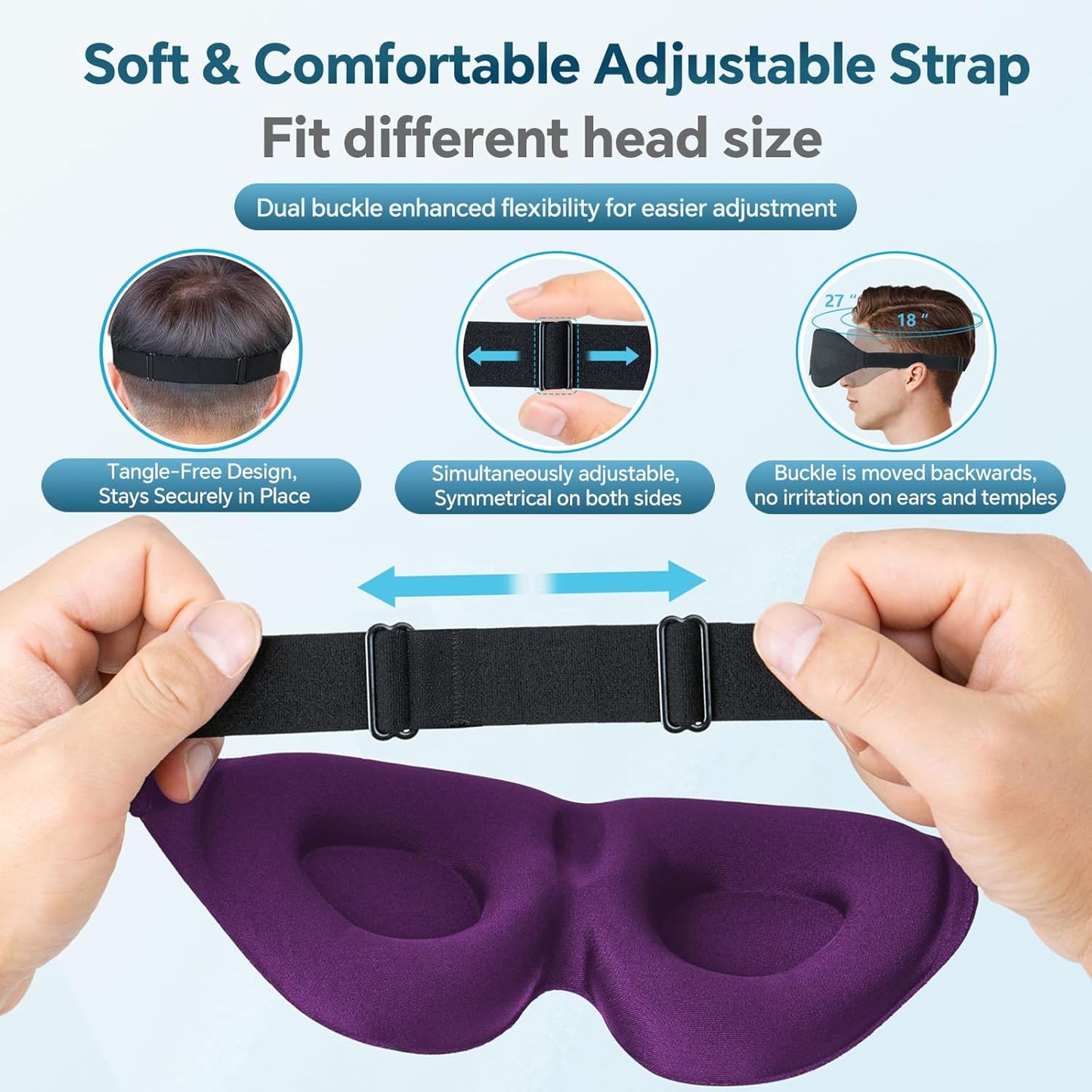 ZGGCD Sleep Mask for Side Sleeper, Light Blocking Sleeping Eye Mask for Women Men, 3D Contoured Cup Night Blindfold, Luxury Eye Cover Eyeshade with Adjustable Strap for Travel, Nap, Black