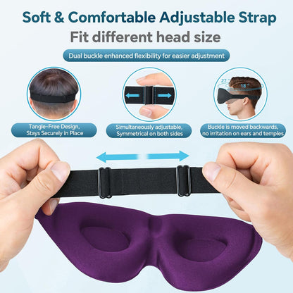 ZGGCD Sleep Mask for Side Sleeper, Light Blocking Sleeping Eye Mask for Women Men, 3D Contoured Cup Night Blindfold, Luxury Eye Cover Eyeshade with Adjustable Strap for Travel, Nap, Black