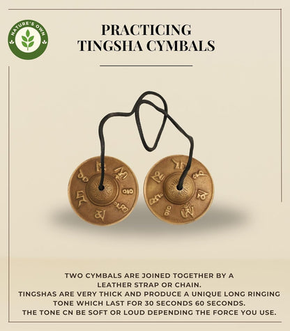 Tibetan Tingsha Bells Cymbals Meditation Chime Bells, 6.3 cm Percussion Instrument, with Cloth Bag, Embossed 8 Lucky Symbols, Ideal for Yoga, Mindfulness, Spiritual Healing, and Sound Therapy