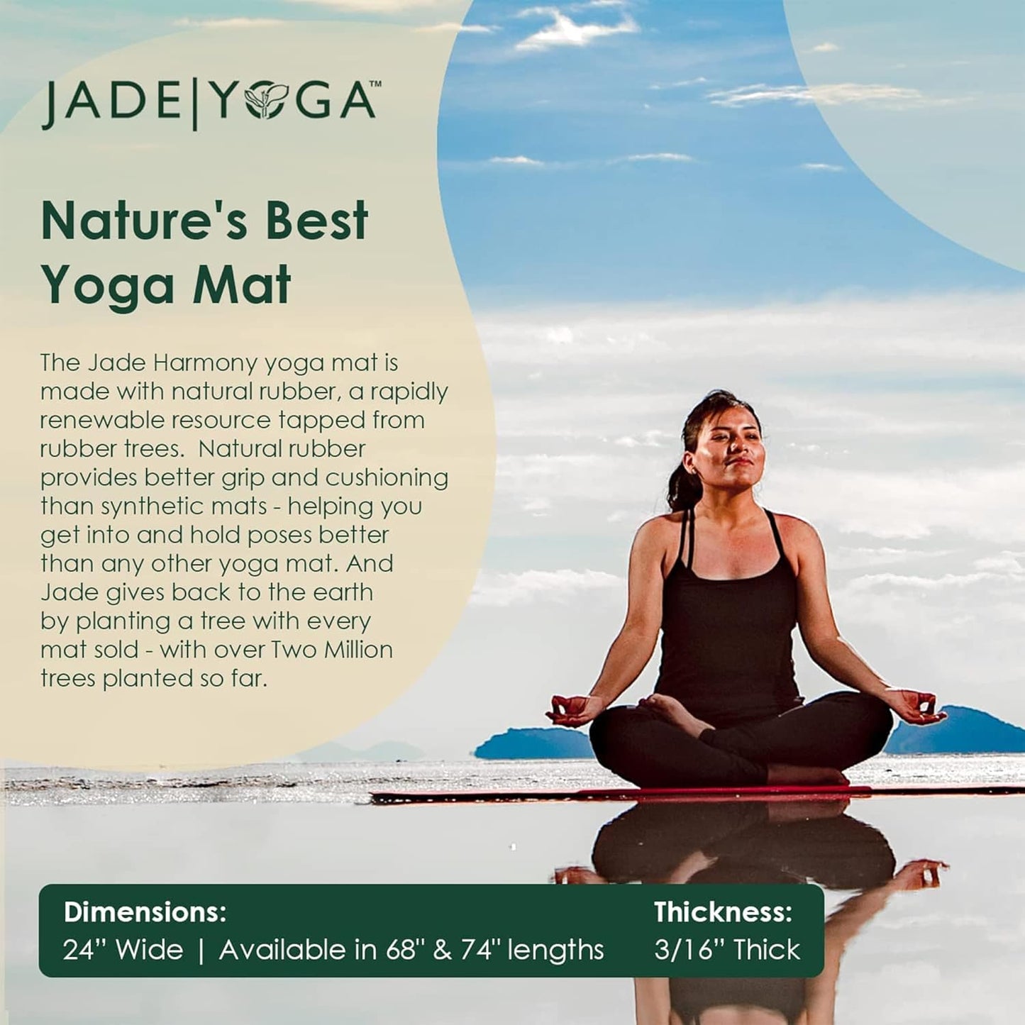 JadeYoga Harmony Yoga Mat, Natural Rubber Home Exercise Mat, Durable & Thick Gym Fitness Mat, Workout Mat For Home, Gym Mat/Stretching Mat, Non-Slip Yoga Mat for Women, Mens Yoga Mat (68", Saffron)