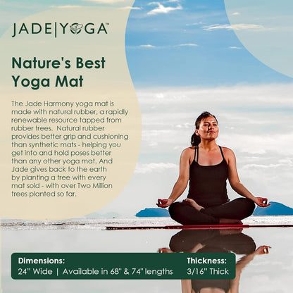 JadeYoga Harmony Yoga Mat, Natural Rubber Home Exercise Mat, Durable & Thick Gym Fitness Mat, Workout Mat For Home, Gym Mat/Stretching Mat, Non-Slip Yoga Mat for Women, Mens Yoga Mat (68", Saffron)