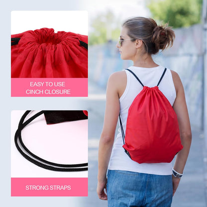 Shappy Drawstring Backpack Bulk Sports Gym Cinch Bag Polyester String Bag for Men Women(10 Colors,100 Pcs)