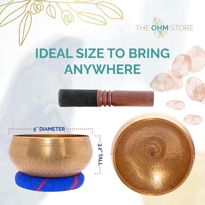 Handcrafted Tibetan Singing Bowl Set – 3.5” Sound Bowl for Meditation, Sound Healing & Yoga – Healing Instrument with Wooden Striker & Cushion – Authentic Hand-Hammered in Nepal