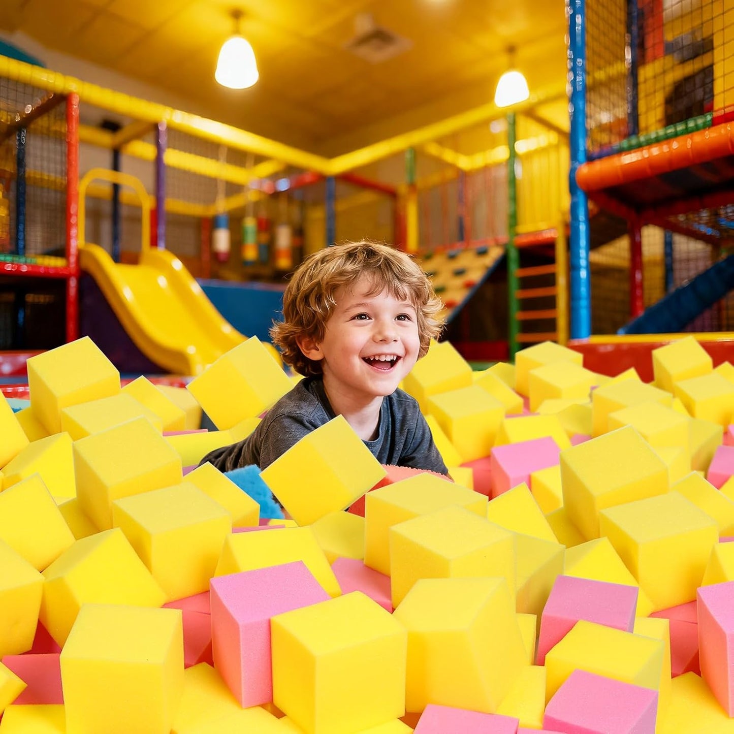 24PCS Foam Cubes 5"x5"x5"- Foam Pit Blocks Set, Soft Stacking Blocks for Indoor Games,Trampolines, Gymnastics, Parkour & Action Sport (6 Colors)