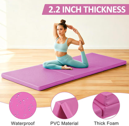 ZENY 2’’ Thick Tri-fold Folding Gym Exercise Mat Extra Thick Gymnastics Mat Tumbling Mat with Carrying Handles for Home Workout, Core Workouts, Stretching, MMA, Yoga
