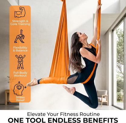 LOTUS78 Aerial Yoga Hammock 5.5 Yards (198 Inches) – Premium Aerial Silk Swing for Antigravity Fitness, Inversion Therapy, Strength & Flexibility | Purple | Yoga Trapeze for Home & Studio