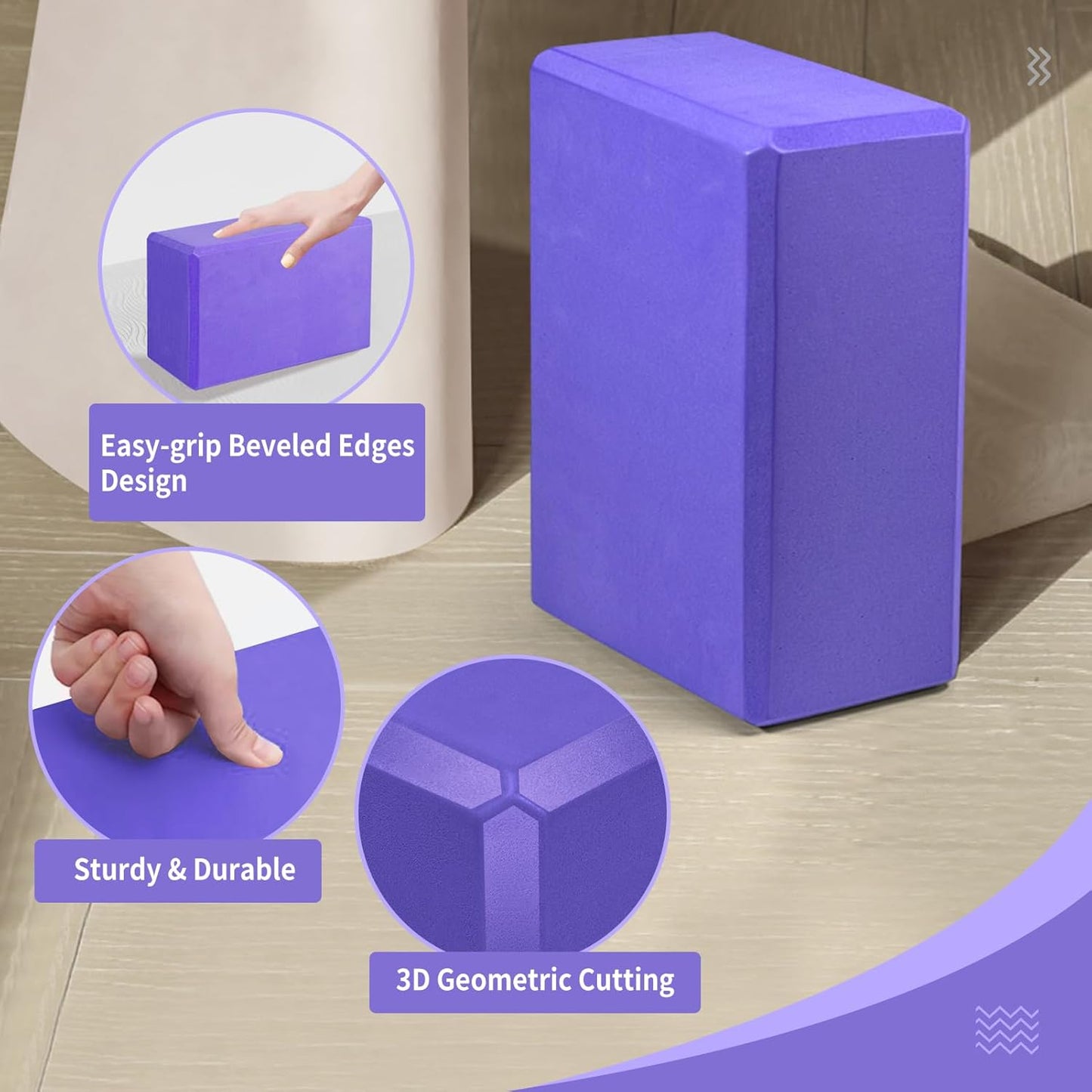 Yoga Blocks 2 Pack, 9"x6"x3" High-Density EVA Foam Yoga Block, Non-Slip Yoga Blocks for Yoga, Pilates Meditation, Stretching and Toning, Supportive, Latex-Free