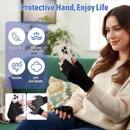 Xthrotsenk 2 Pairs Fingerless Gloves Men Anti-Slip Gym Glove for Women Exercise Sports Glove Half Training Cycling Working Driving Motorcycle Workout Women Men, Black Grey