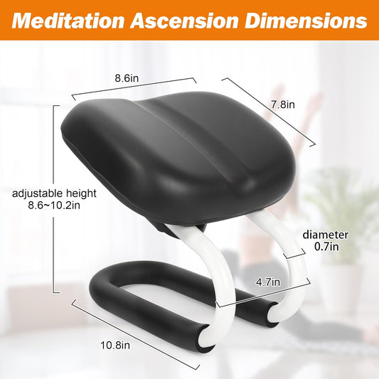 Meditation Bench Kneeling Stool Adjustable Height for Yoga, Home Studio Meditation – Portable Folding Seiza Chair with Non-Slip Cushion, 3 Level Ergonomic Metal Prayer Stool