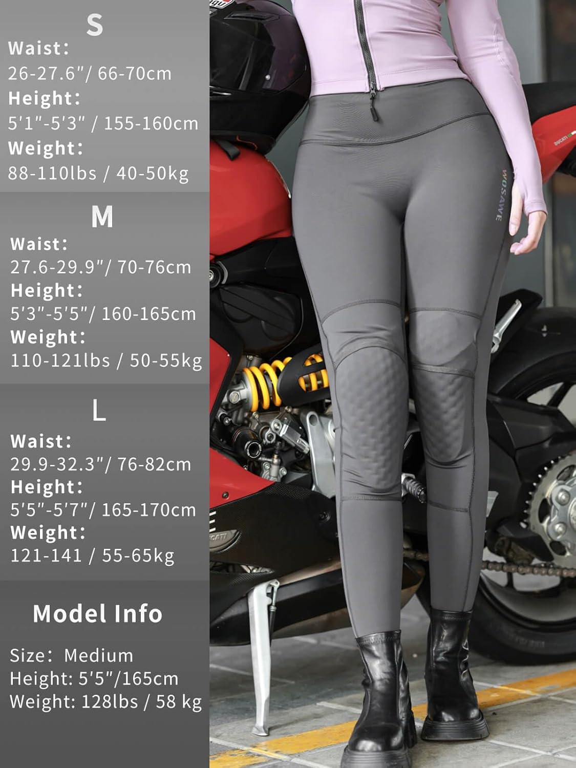 WOSAWE Women's Motorcycle Yoga Leggings with Removable Knee Pads Butt Lifting Cargo Pants