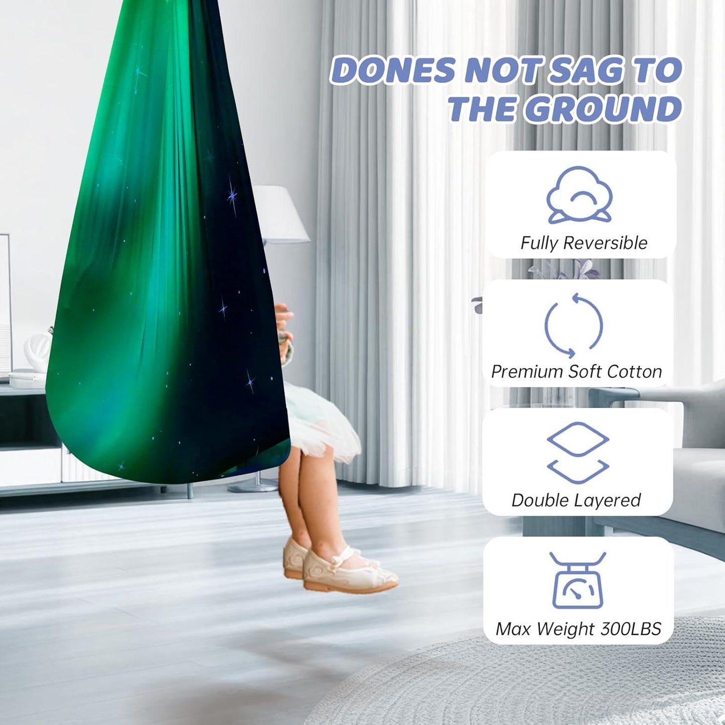 Aokitec Therapy Swing for Kids with Special Needs (Hardware Included) Snuggle Swing Cuddle Hammock Indoor Adjustable Aerial Yoga for Children with Autism, ADHD, Asperger, Sensory Integration