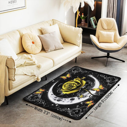 Feelyou Floral Rose Indoor Floor Mat Set,Romantic Blue Rose Rugs for Living Room Bedroom Area Rug 3x5,Boys Girls,Botanical Flower Rose Accent Rug Doormats Floor Mat for All Season
