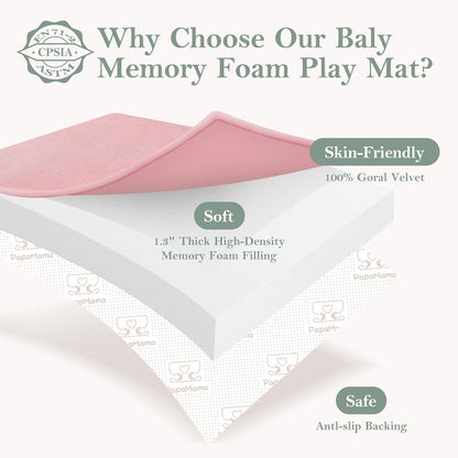 PapaMama Baby Play Mat,1.3" Thick Memory Foam 50x50 Soft Velvet Playpen Mat for Kids,Infants,Toddlers,Tummy Time Crawling Mats with Non-Slip Bottom,Yoga,Tatami,Nursery Rug(Sky Blue)