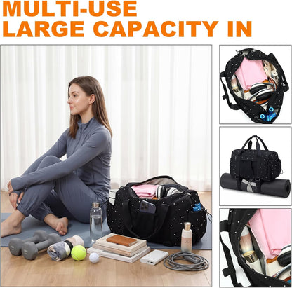 LEDAOU Small Gym Bag for Women, Mini Duffle Bag with Yoga Mat Holder Lightweight Carry On Sports Bag with Separate Shoe Pocket and Wet Pocket Duffel Bags Dance Yoga Workout Bag (Pink)