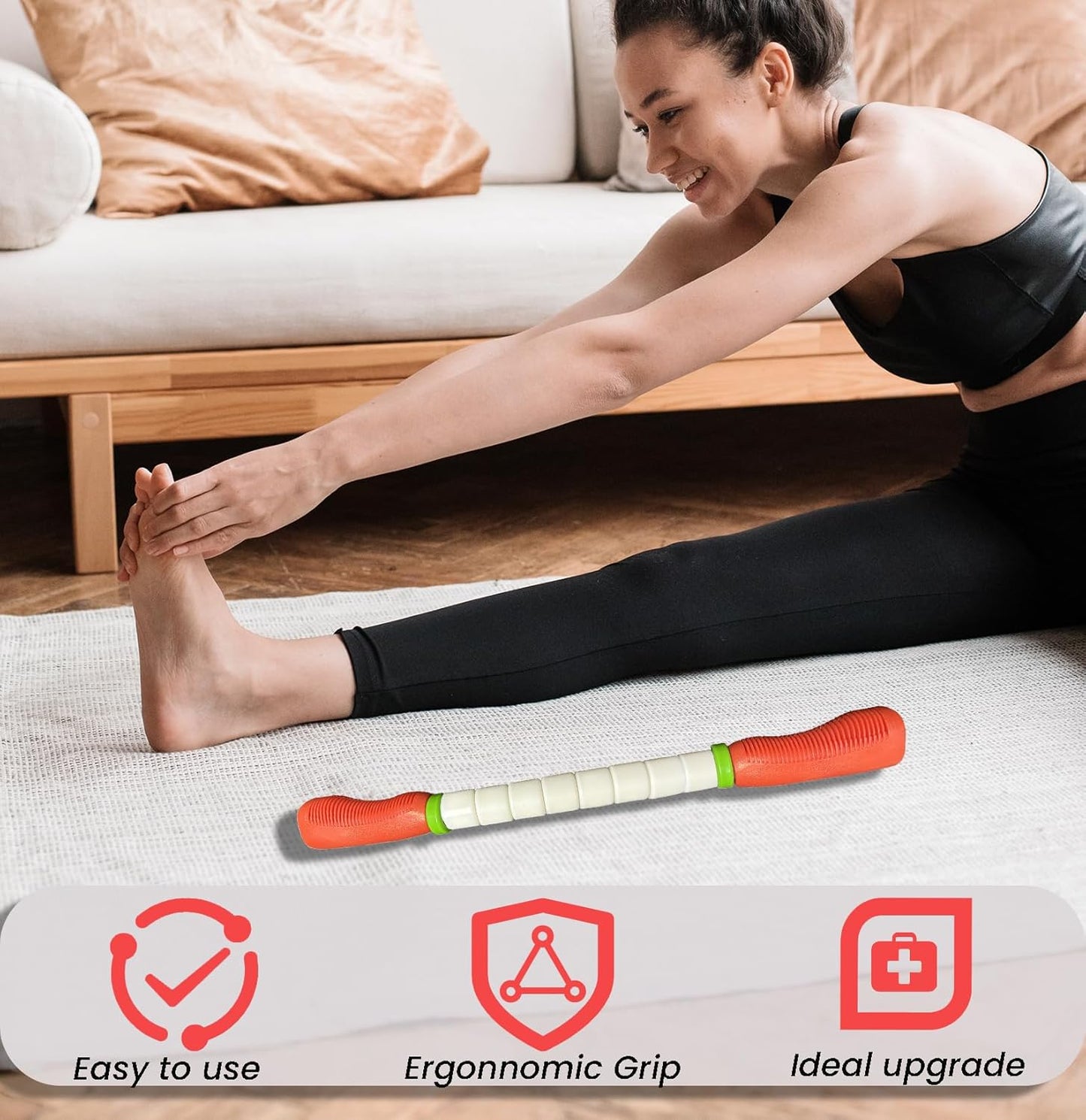 Muscle Roller Stick Ctwctr Massage Roller for Lymphatic Drainage, Cellulite Massager, Leg Massager for Circulation and Pain Relief, Deep Tissue & Trigger Point Massage