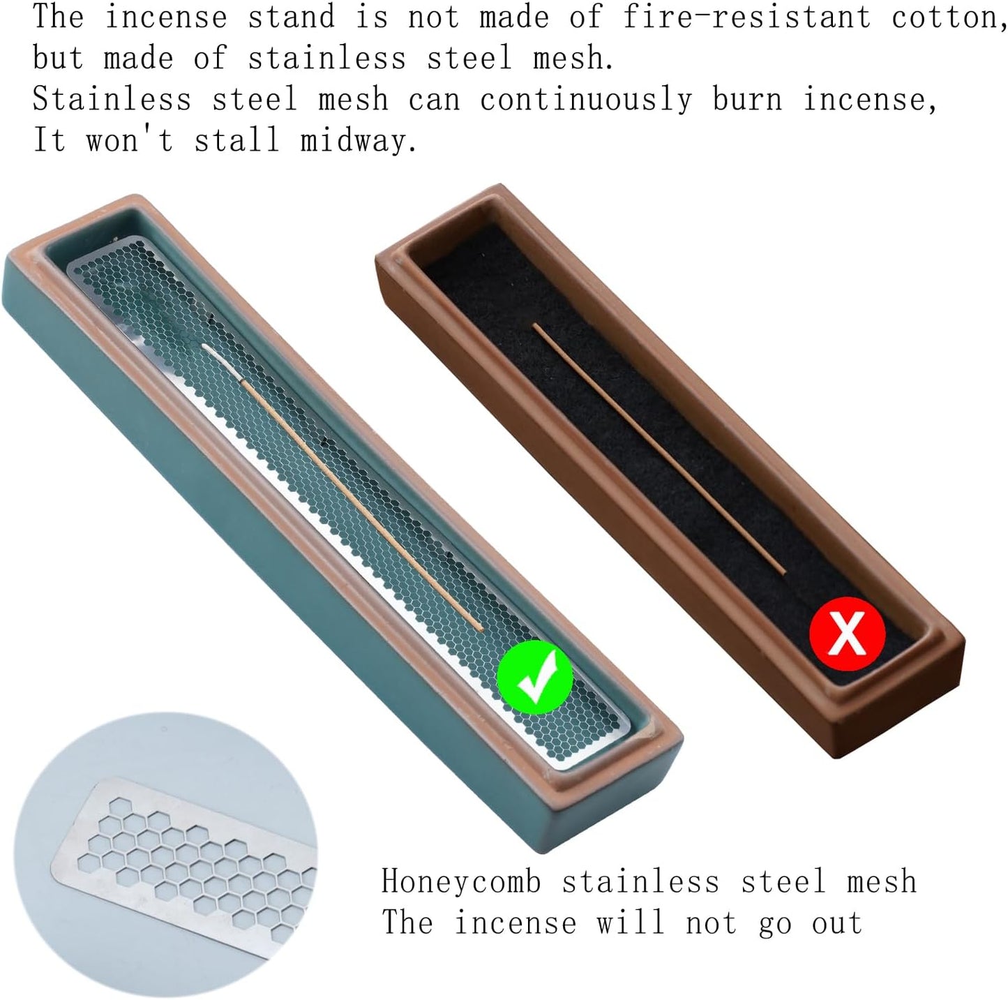 CEREMONY Incense Holder for Sticks, Ceramic Insence-Stick Holder Ash Catcher, Incense Holder Timkburner for Meditation Yoga Spa Room Incense Holder (Lever Brown)