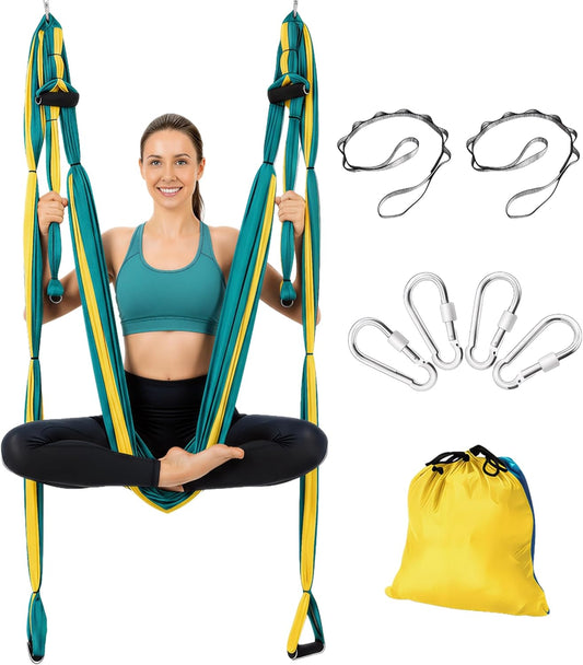 Aerial Yoga Swing Sling Strong Yoga Hammock Kit Set Trapeze Inversion Equipment Include 2 Extensions Straps