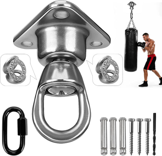 Heavy Bag Hanger,Stainless Wall Ceiling Mount Hook 180°/360° Rotation Wood Beam Holder Body Weight Strength Training Systems, Aerial Yoga Swing & Hammock