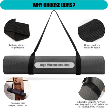 Yoga Mat Carrier Strap, Adjustable Thick Straps Sling for Carrying Large Mats, Stretching Band