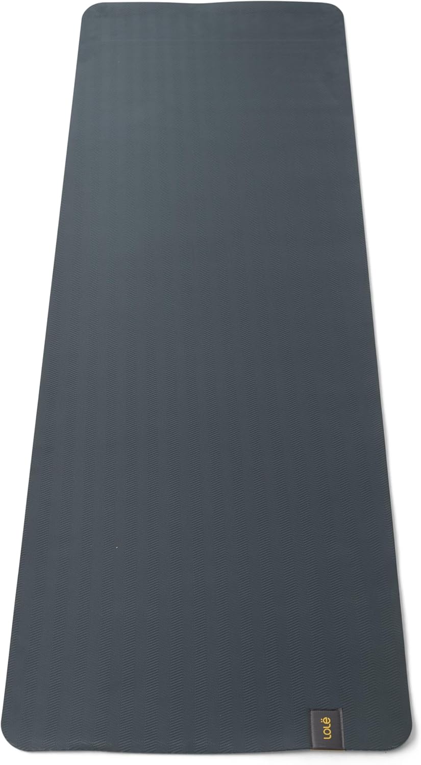 Lolë Prima Marble Yoga Mat with Strap Carrier | Non-Slip Textured 5mm Thick Workout Mat | Ideal for Hot Yoga & Pilates | Lightweight & Sweat Resistant, Seagreen