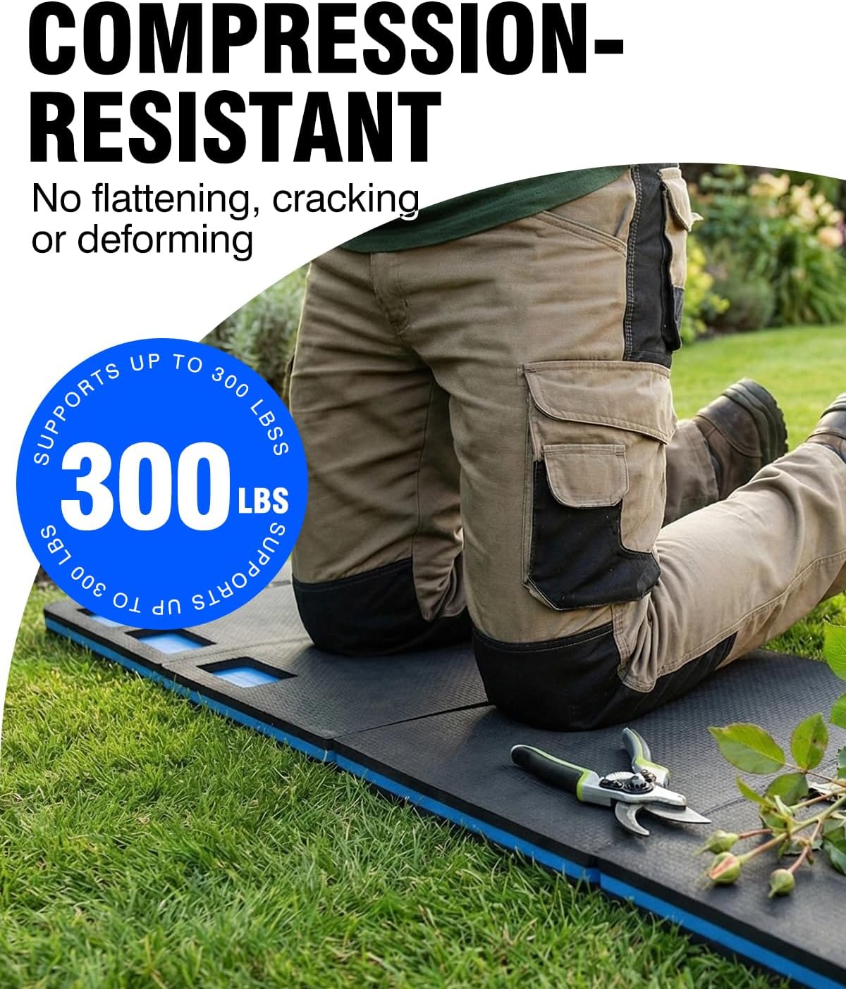 1.5" Extra Thick Garden Kneeling Pad, Comfortable Foam Knee Pad with Handle, Durable Supportive Knee Cushion for Gardening, Yard Work, Car Repairing, Workshop, Baby Bathing, 17.5"x11", Black