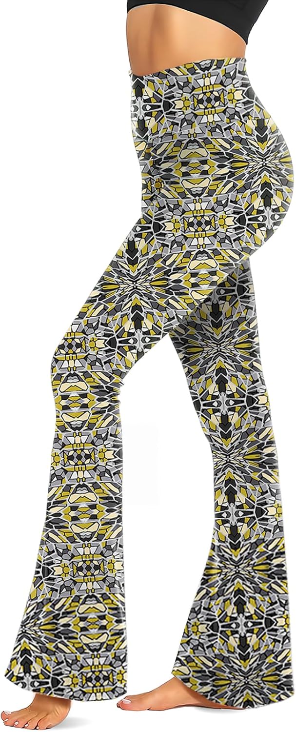 TNNZEET Black Flare Leggings for Women, Crossover Yoga Pants with Pockets Bootcut Flared Leggings