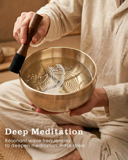 Tibetan Singing Bowls, Authentic Meditation Sound Bowls Handcrafted in Nepal for Yoga, Chakra Healing, Mindfulness, Self Care Spiritual Gifts for Women